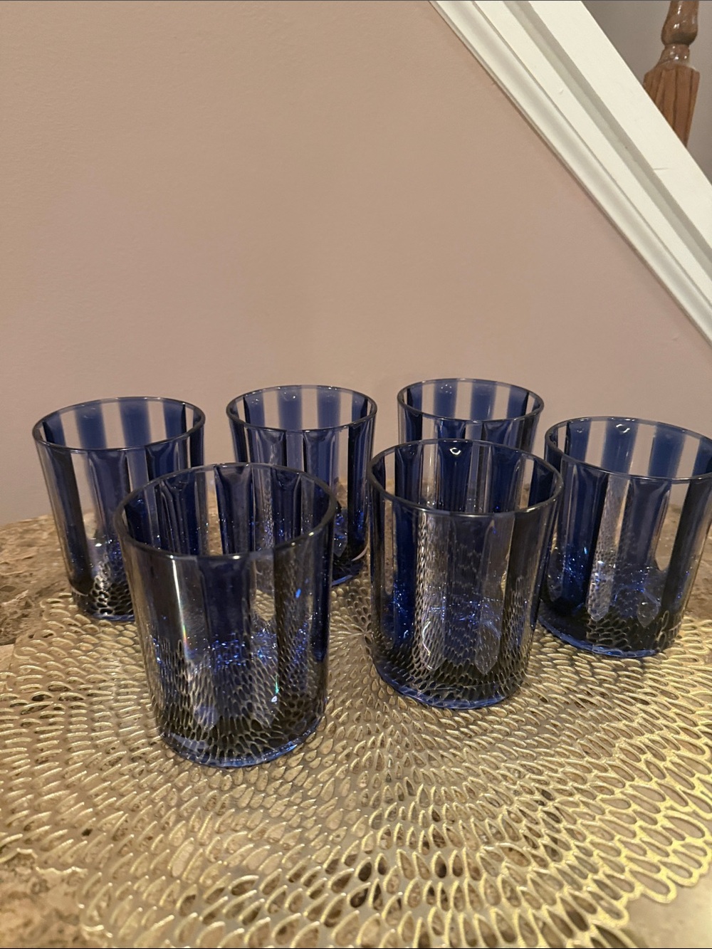 Blue/Clear Textured Acrylic Tumblers, Set of 6